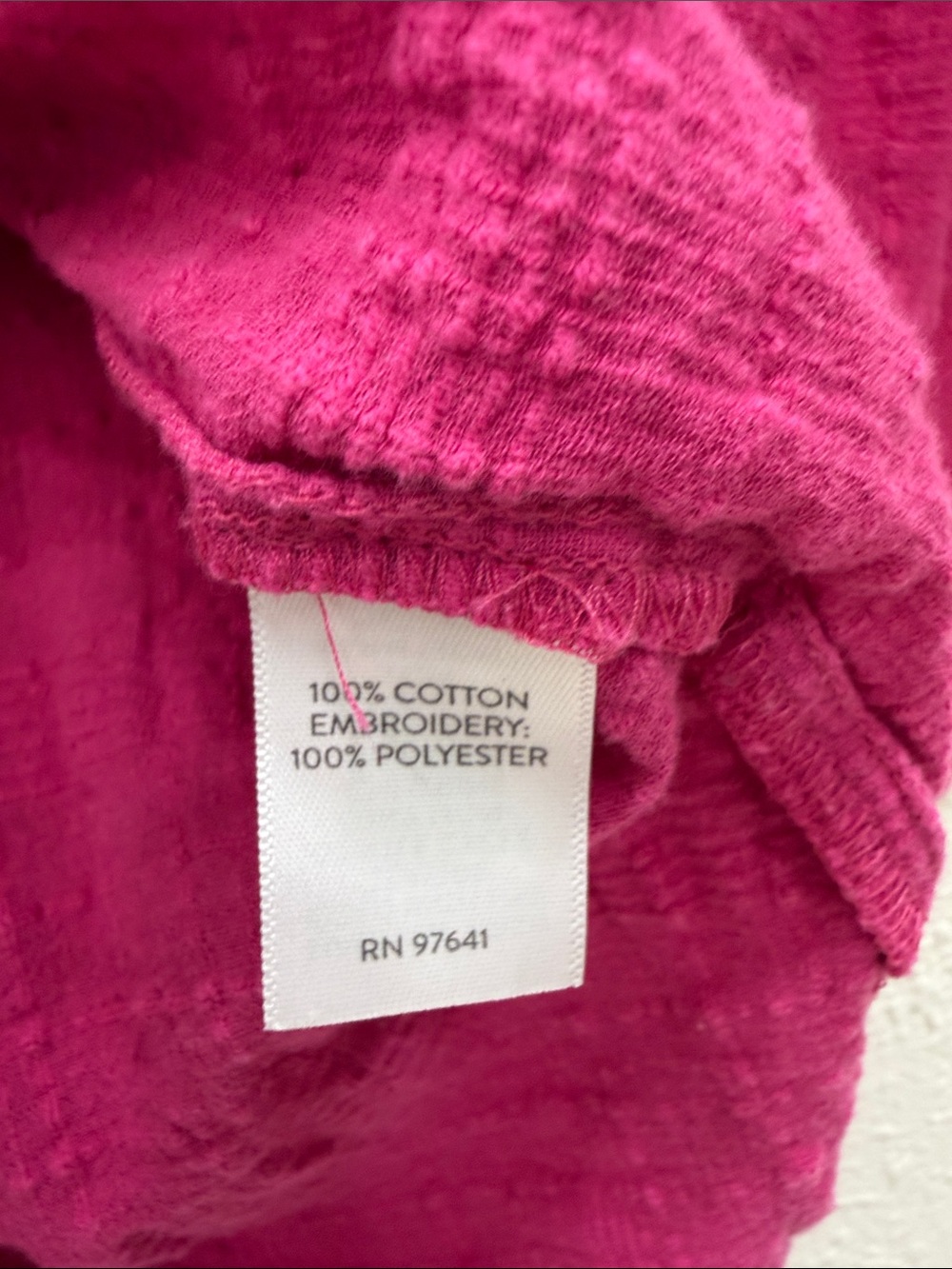 J. Jill Hot Pink Short-Sleeve Tunic with Navy Embroidery - Picture 3 of 4